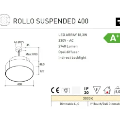 ROLLO Design Pendelleuchte mit Messing-Blende