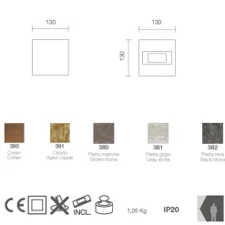 RUDI Quadratische LED Wandleuchte aus Keramik