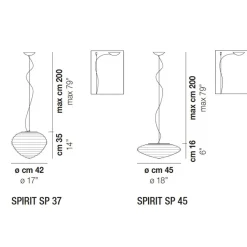SPIRIT Italienische Pendelleuchte mit Riefenglas