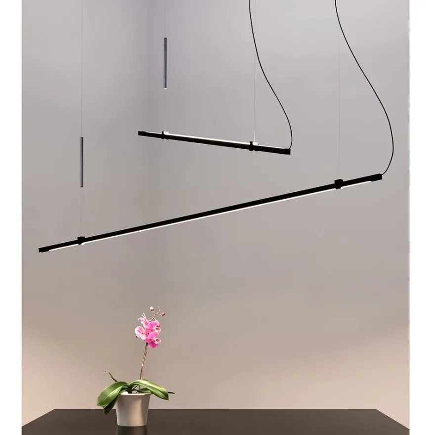 SYBILLA Lange schmale LED Linien-Pendelleuchte höhenverstellbar