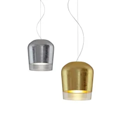 SYSS Elegante Glas-Pendelleuchte mit Gold/Silber Dekor