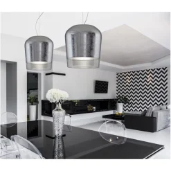 SYSS Elegante Glas-Pendelleuchte mit Gold/Silber Dekor